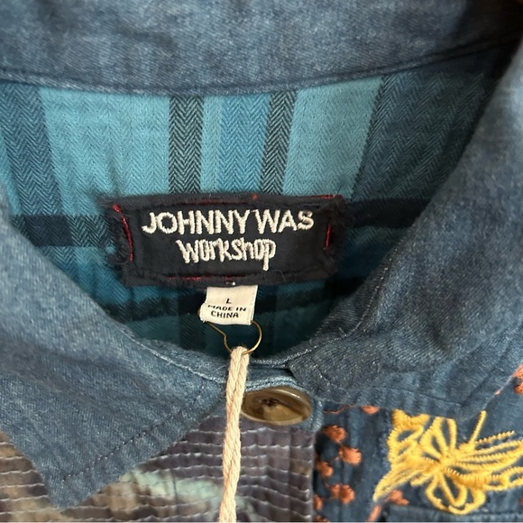 NWT Johnny Was Moonlight Tie-Dye Patchwork Military Jacket Embroidered Size L - Picture 4 of 10